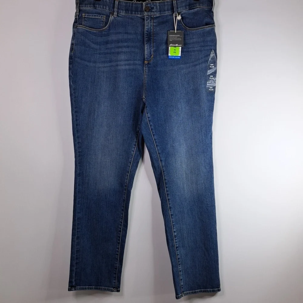New Eddie Bauer Voyager High Rise Straight Sorbtek Blue Jeans Size 20W - Picture 5 of 17